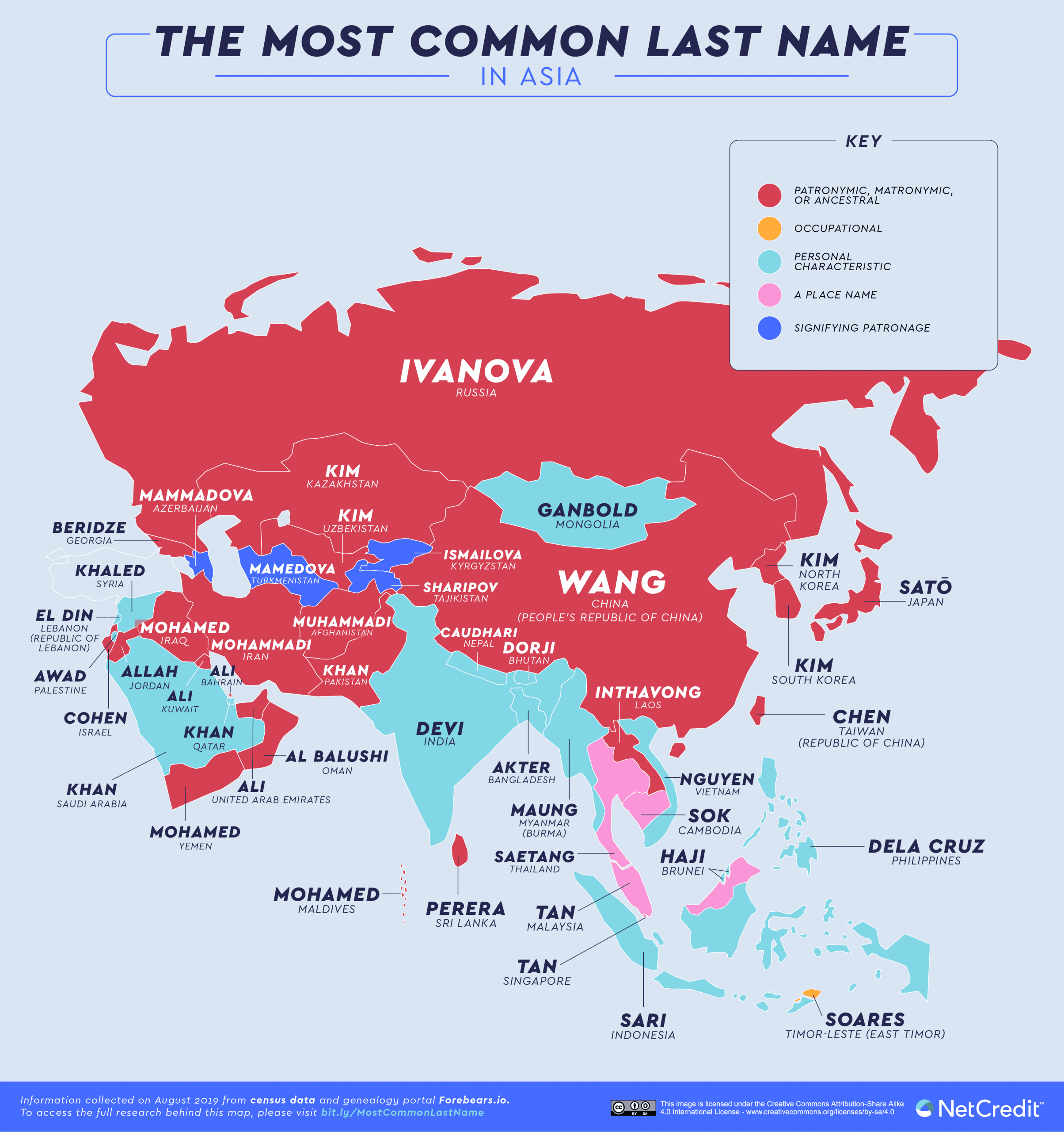 World map: The most common Surnames in every country (and their origins ...